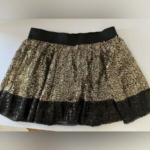 Justice Girl’s Skort, Size 16, Sequins, Black/Gold, Mini.